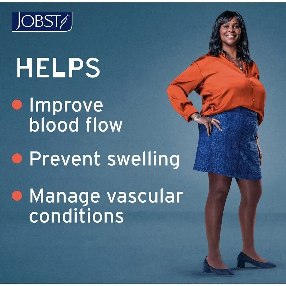 Jobst Ultrasheer Lace Band Thigh High Closed Toe 20-30mmHg Silky Beige Small